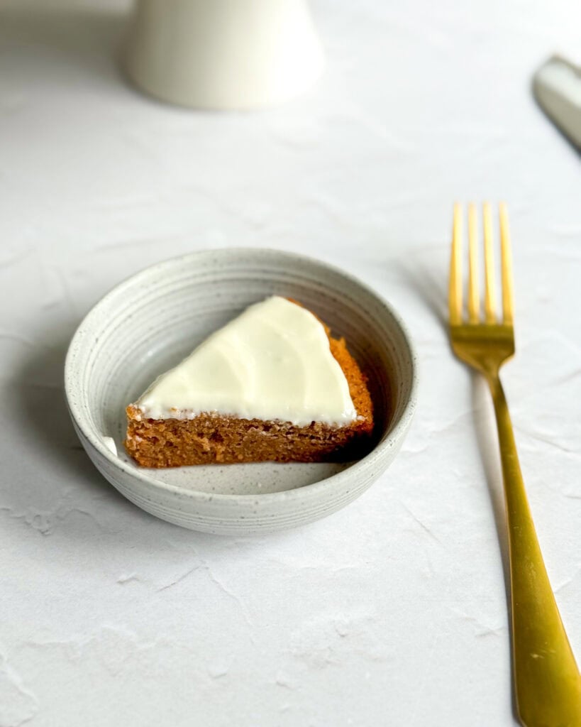 Delicious healthy carrot cake slice with cream cheese frosting. Perfect for weight loss with Veera's nutritious recipes.