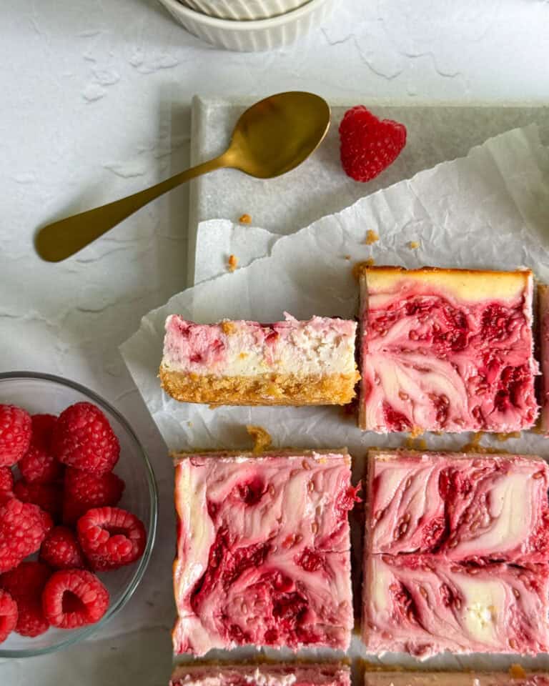 Low calorie raspberry cheesecake bars