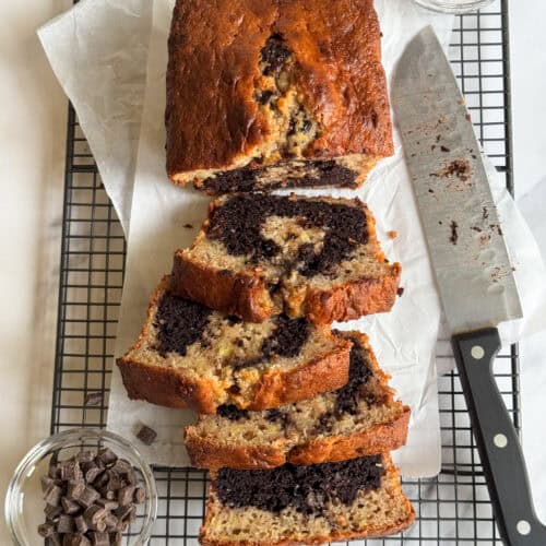 low calorie brownie stuffed banana bread