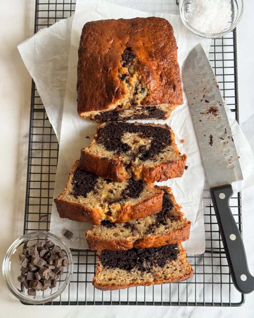 low calorie brownie stuffed banana bread