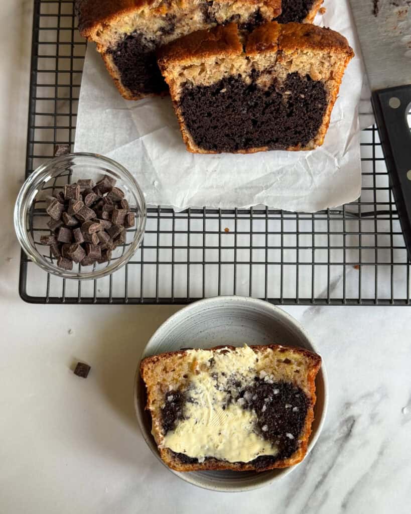 low calorie brownie stuffed banana bread