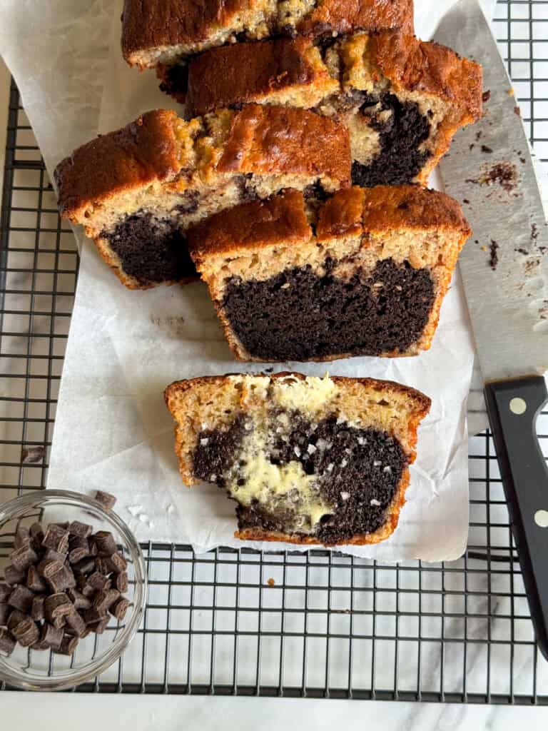 low calorie brownie stuffed banana bread